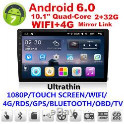 10.1HD Android 6.0 Double 2Din Quad-Core 2+32G WiFi Car GPS Stereo Radio Player