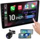 10.1 Inch Double Din Car Screen, With Wireles Carplay And Android Auto, Hd Touch S