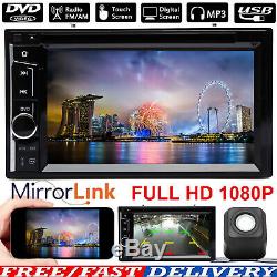 2DIN Car Stereo Radio CD DVD Player BT USB FM AUX Receiver Mirror Link For GPS