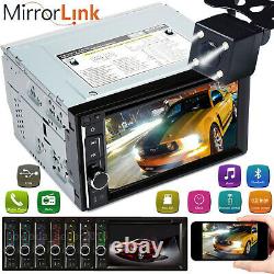 2Din Car Stereo Radio CD DVD Player BT Mirror Link For GPS with Rear Camera