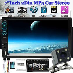 2 Din 7 Touch Screen FM Bluetooth Radio Audio Stereo Car Video Player+HD Camera