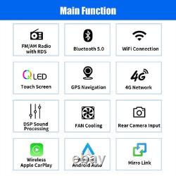6GB+128GB QLED 10.1 2DIN Car Stereo Radio Carplay Android 15 8-core Navi WIFI
