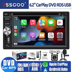 6.2 Car DVD Radio Apple/Android Carplay Car Stereo Touch Screen Double Din +Cam