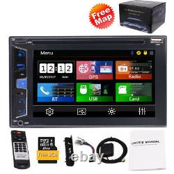 6.2 Double 2Din Car Radio Audio Stereo CD DVD Player GPS BT Bluetooth + 8GB MAP