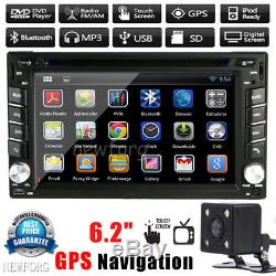 6.2 Double 2Din Car Stereo DVD Player GPS Navi Bluetooth FM Radio iPod +Camera