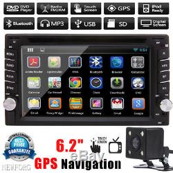 6.2 Double 2Din Car Stereo DVD Player GPS Navi Bluetooth FM Radio iPod +Camera