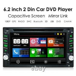 6.2 Double 2 DIN Touch Screen Car DVD CD Radio Stereo Player GPS Bluetooth+CAM