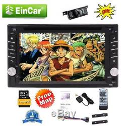 6.2 Double 2 Din In Dash Car Stereo DVD Player GPS Navi BT+Backup Camera+8G Map