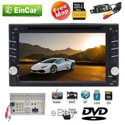 6.2 Double 2 Din In Dash Car Stereo DVD Player GPS Navi BT+Backup Camera+8G Map