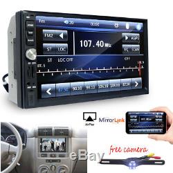 7Double 2DIN Car Stereo Radio Multimedia Player Bluetooth GPS Navigation+Camera