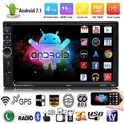 7Double 2DIN Quad-core Android 7.1 3G Bluetooth Car Radio Stereo MP5 Player GPS