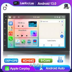 7 Android 13 Carplay Double 2 Din Car Stereo Radio 4G+64G 8 Core GPS DSP Camera