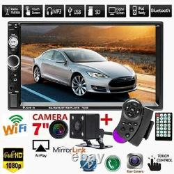 7 Double 2DIN Car Stereo Radio Bluetooth Touch Screen USB AUX MP5 Player+Camera