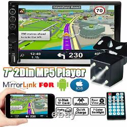 7 Double 2DIN Car Stereo Radio MP5 Indash Camera Mirror Link For GPS Navigation