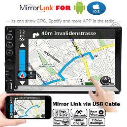 7 Double 2DIN Car Stereo Radio MP5 Indash Camera Mirror Link For GPS Navigation