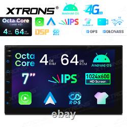 7 Double 2DIN Octa-Core 4+64GB Car GPS Radio Stereo Sat Navi Android 14 CarPlay