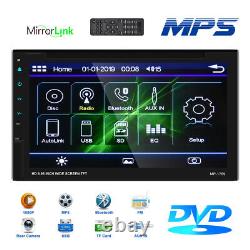 7 Double 2 Din Car DVD CD Player Radio Stereo Mirror Link Bluetooth FM +Camera