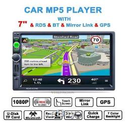 7 Double 2 Din Car GPS Navigation MP5 MP3 Radio Player Bluetooth Touchscreen