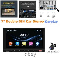 7 Double DIN Car Stereo Radio with Carplay Bluetooth Audio USB/AUX + AHD Camera