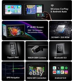 7'' Double Din Car Stereo Android Auto IPS Touchscreen Backup Camera FM/AM