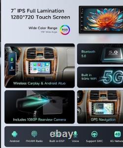 7 Double Din Car Stereo with Wireless CarPlay & Android Auto, 6+64G HD