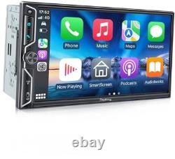 7-Inch Double Din Car Stereo with Wireless CarPlay Car Stereo with QLED Screen