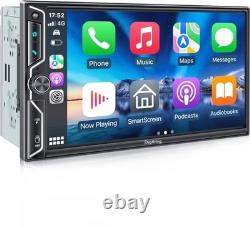 7-Inch Double Din Car Stereo with Wireless CarPlay Car Stereo with QLED Screen