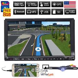 7 Touch Double 2DIN Car DVD CD Radio Stereo Player GPS Navigation SD BT Camera