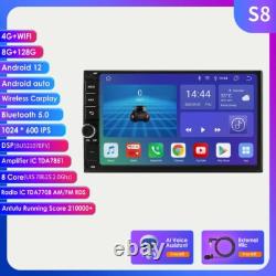 8+128GB Double 2 Din 7 IPS Car Stereo Radio WiFi Android 12 GPS Navi BT CarPlay