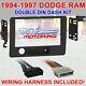 94-97 Dodge Ram Double Din Car Radio Stereo Installation Dash Kit & Wire Harness