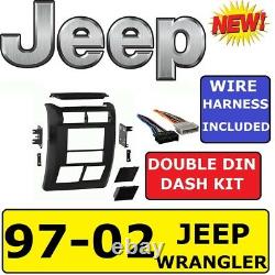 97-02 WRANGLER Car Stereo Installation Double Din Dash Kit SE SPORT SAHARA TJ JK