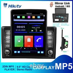 9.5'' Double 2Din Car Stereo Radio Apple Carplay Bluetooth Vertical Touch Screen