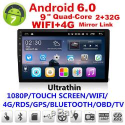 9 Android 6.0 1080P Double Din Touch Pad Car Stereo Radio Player GPS 2+32G Wifi