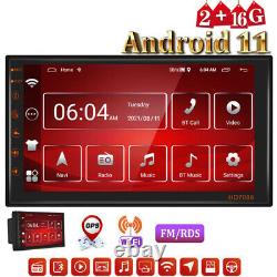 Android 11 Double DIN 7 Car Stereo GPS Navi MP5 Radio Player Bluetooth 2+16GB