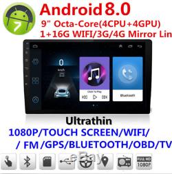Android 8.0 Double 2 Din 9 HD Octa-Core Car Stereo Radio GPS Wifi Mirror Link