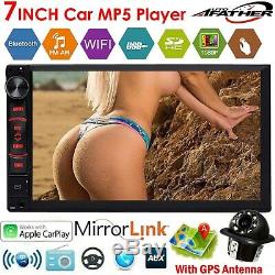 Android Quad Core 7 Double 2DIN GPS Navi WiFi Car Stereo MP5 Radio Player+Cam