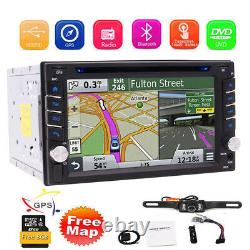 Backup Camera&GPS Double 2Din Car Stereo Radio CD DVD Player Bluetooth + US Map