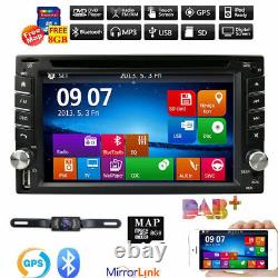 Backup Camera GPS Double 2Din Car Stereo Radio CD DVD Player Bluetooth with Map+
