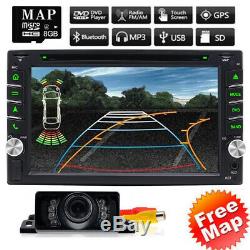 Backup Camera+GPS Double 2 Din Car Stereo Radio CD DVD Player Bluetooth with Map