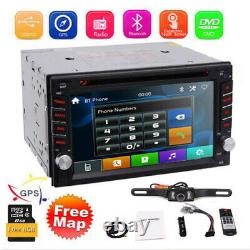 Backup Camera GPS Double 2 Din Car Stereo Radio CD DVD Player Bluetooth with Map