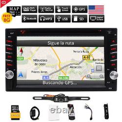 Backup Camera GPS Double 2 Din Car Stereo Radio CD DVD Player Bluetooth with Map