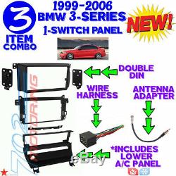 Bmw E46 Double Din Car Stereo Radio Installation Dash Kit Bezel + A/c Relocation