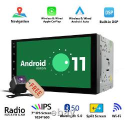 CAM+7 IPS Double DIN Smart Android 11 Auto GPS WiFi Car Play Stereo Radio Touch