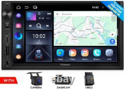 CAM+DVR+OBD+Car Radio Stereo Bluetooth Double 2 Din 7 Android 14 CarPlay GPS FM