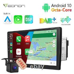 CAM+Double Din 10.1 Large Screen Android 10 8-Core Car GPS Sat Nav Stereo Radio