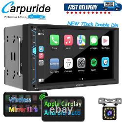 CARPURIDE Double Din Car Stereo Wireless Apple Carplay Android Auto, 7Inch Radio