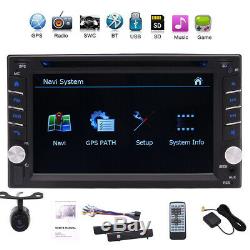 Camera&GPS Double 2Din Stereo Radio Car CD DVD Player Bluetooth +Map