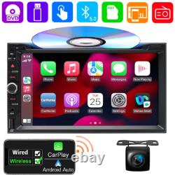 Car Stereo Bluetooth Radio CarPlay Double 2Din 7'' DVD Player With Backup Camera