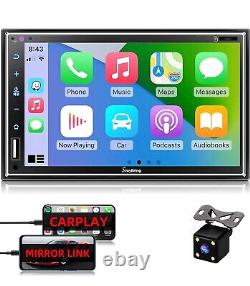 Car Stereo Compatible with Apple Carplay, Double Din 7 Full Touch HD Capacitive