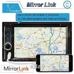 Car Stereo Radio DVD CD Player Touch Screen BT 2DIN Mirror For GPS + Free Camera